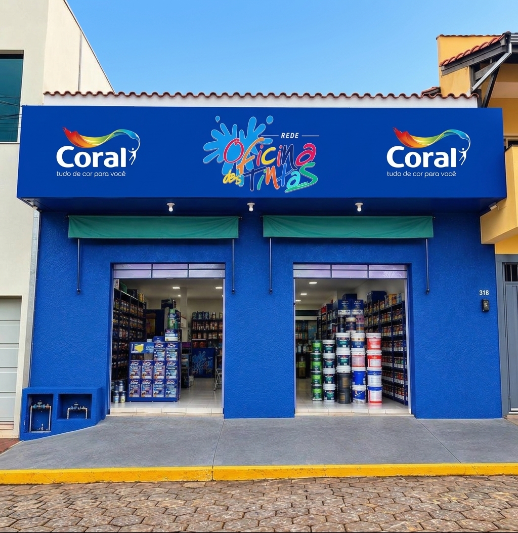 Fachada da Oficina das Tintas em Delfinópolis, MG