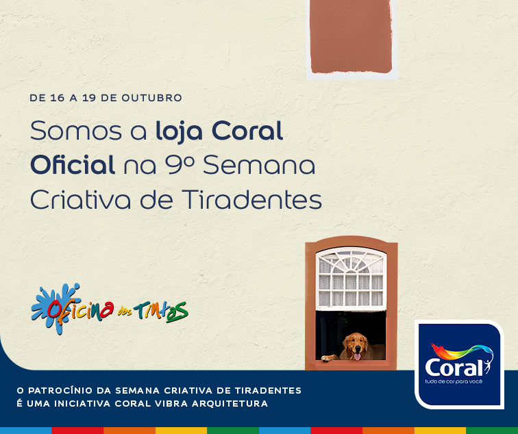 Oficina das Tintas será Loja Oficial Coral na 9ª Semana Criativa de Tiradentes